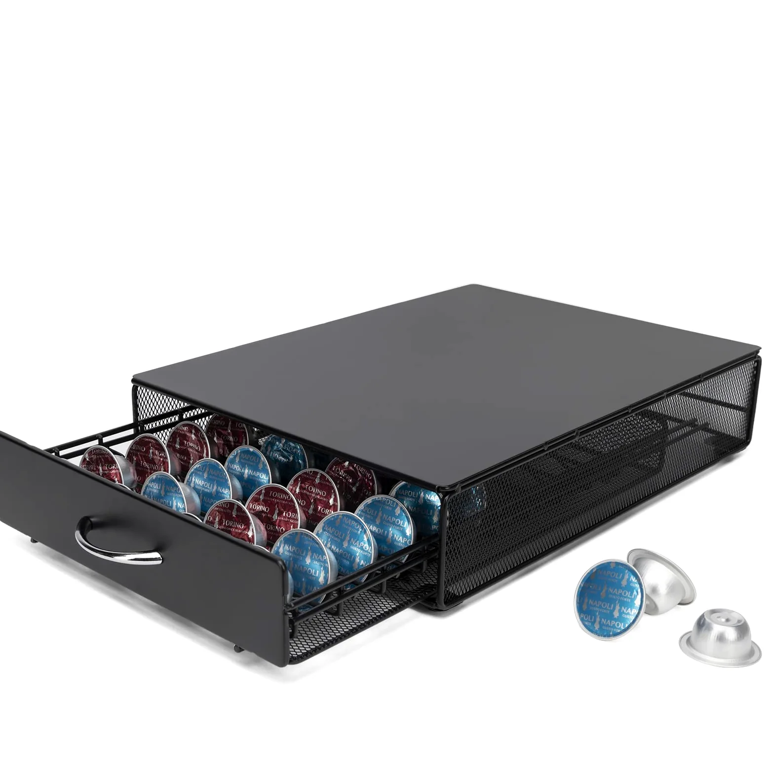 Cassetto Porta Cialde caffè,Porta Capsule per caffè Compatibile con Bialetti,Nespresso Vertuo,Lavazza Blue(40pezzi),Nero