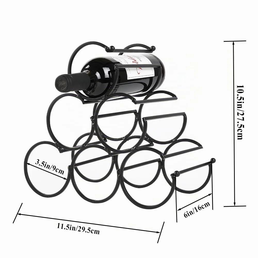 JHY DESIGN Porta Bottiglie di Vino Design 29,5 cm di Altezza Botte Portabottiglie Frigorifero Porta Bottiglie Acqua Metallo 6 Bottiglie per Conservazione del Vino da Cucina Bancone Domestico (Nero)