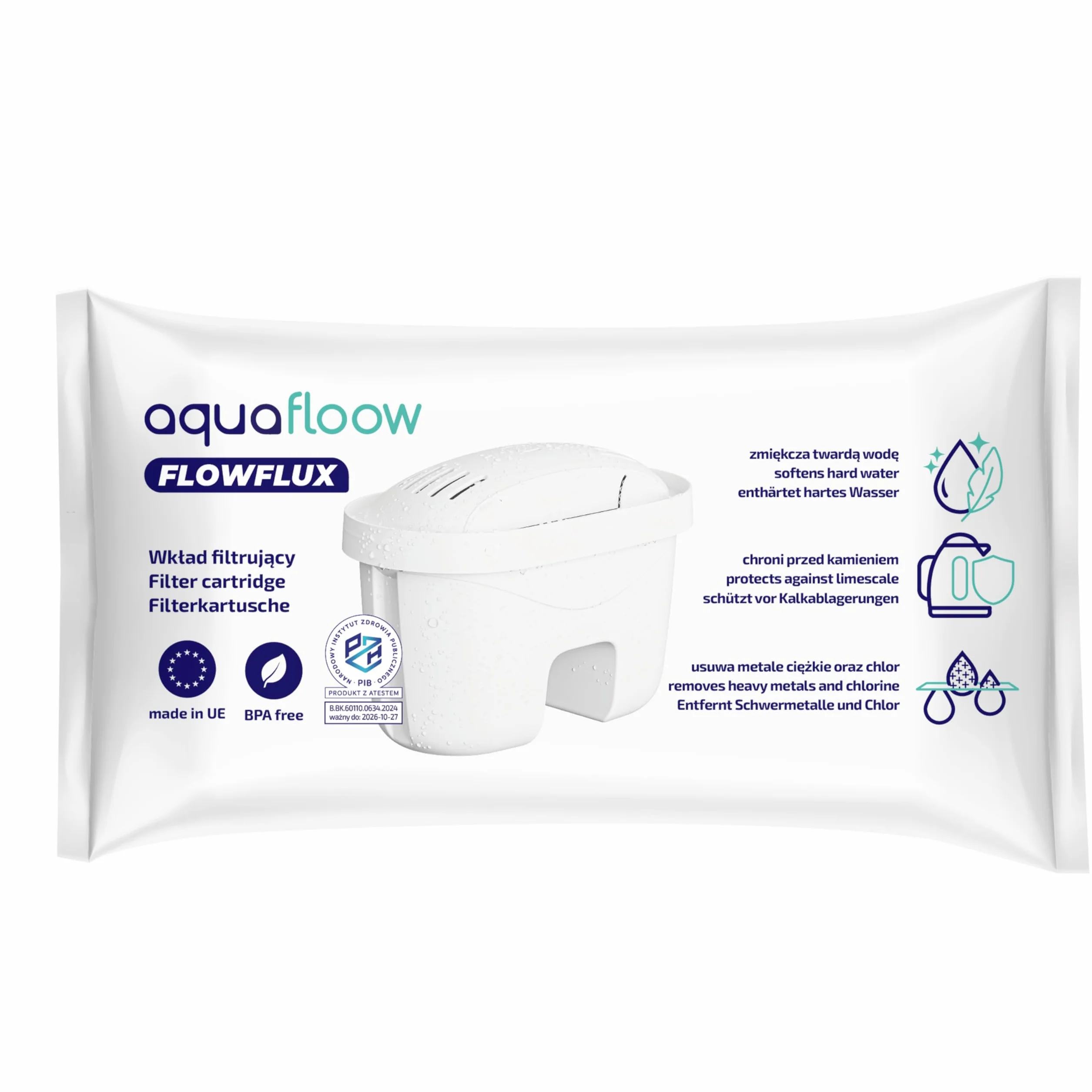 Aquafloow Aqua Flux, Cartucce filtranti per il Trattamento dell'Acqua 8 Unità | Compatibili con Laica Bi-Flux, PearlCo, Dafi Unimax | Riduce Cloro, Calcare e Impurità