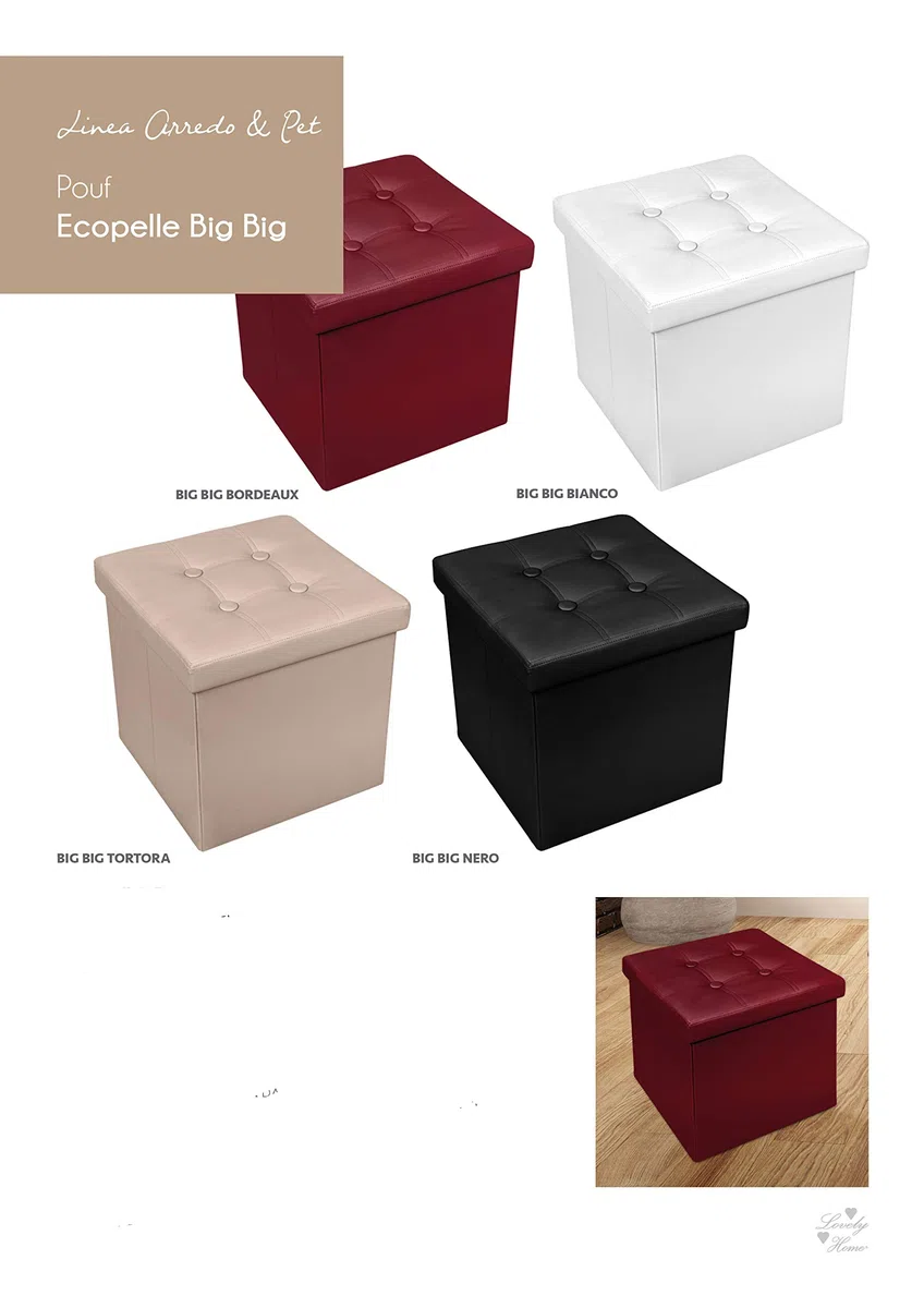 Pouf Contenitore Big Big Ecopelle 50x50x50 cm. (Nero)