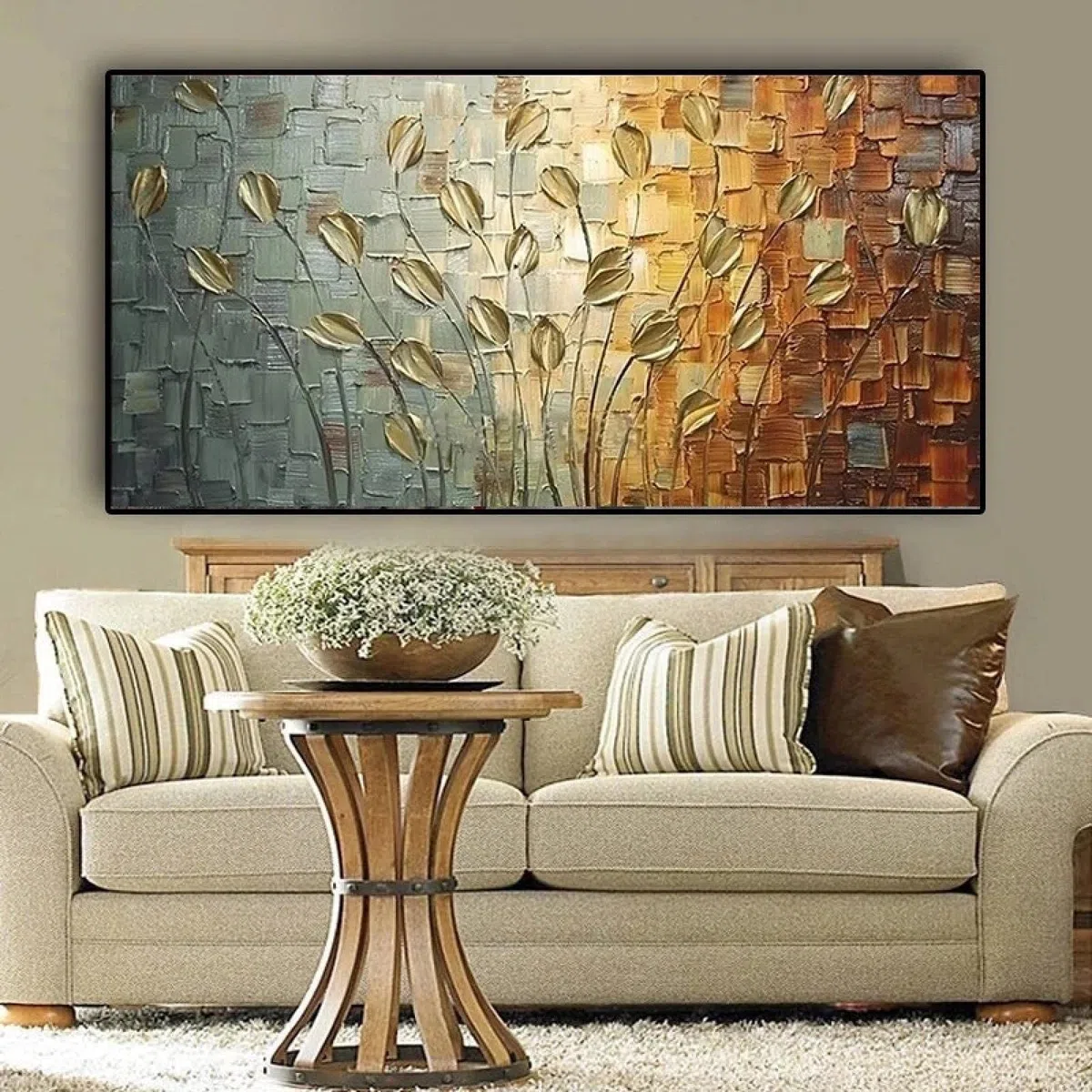 WHXHJ quadri moderni soggiorno Pittura a olio con fiori quadro su tela, Art Quadro da parete ideale per pareti del soggiorno, bellissima decorazione artistica, Senza cornice 70x140 cm