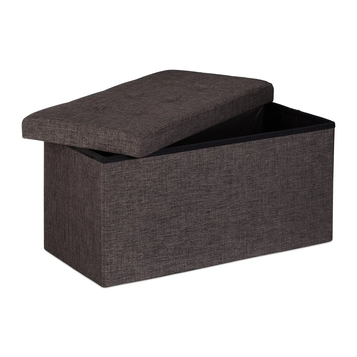 Relaxdays Pouf con Contenitore XL, Cassapanca con Coperchio, Panca Pieghevole, Sgabello Poggiapiedi, 36x76x38 cm,Marrone
