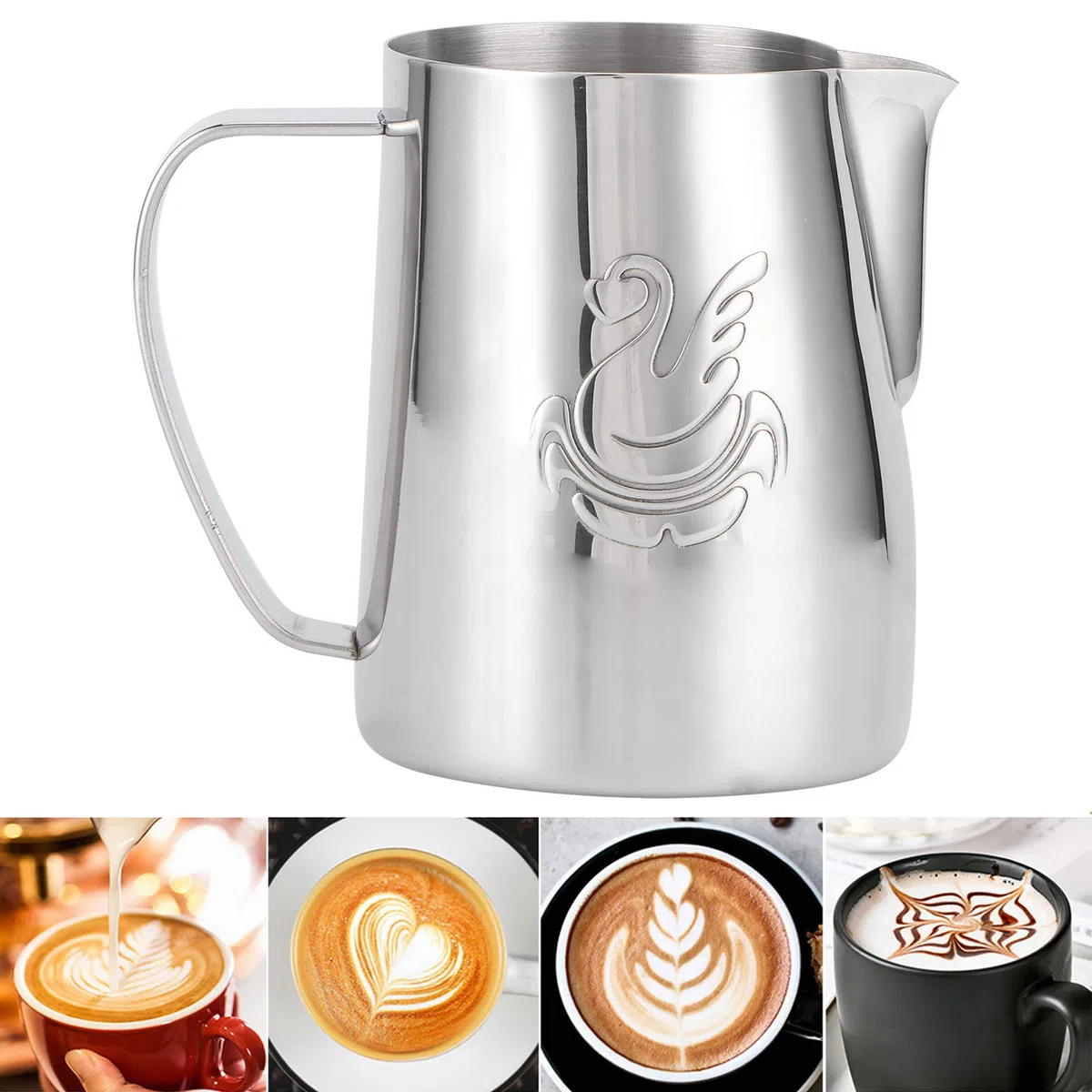 Brocca per Schiuma di Latte in Acciaio Inossidabile da 600 Ml Strumento per Barista Brocca per Cappuccinatore Espresso Brocca Fumante per Macchine da Caffè Caffè Latte Cup per Cappuccino Macchina per