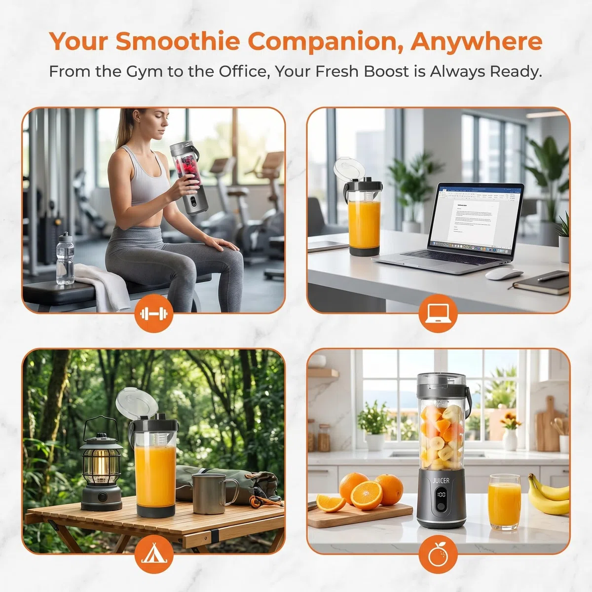 Frullatore Portatile, Mini Frullatore Portatile Elettrico, 600mL Frullatore Personale con 6 Coltelli, Ricaricabile USB, per Smoothie, Frullati e Succhi di Frutta