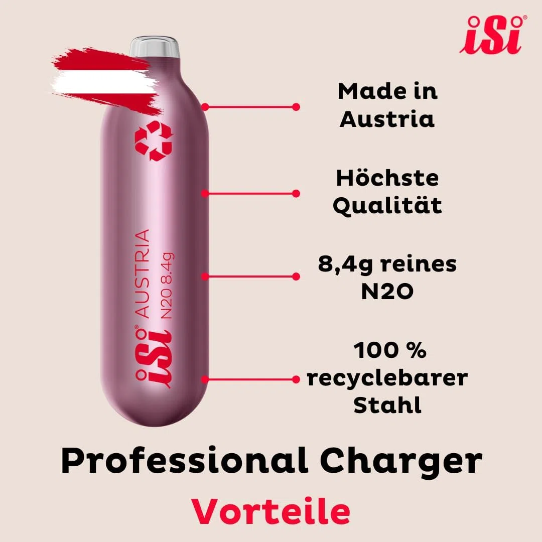 ISI Capsule per crema 2 x 24 pezzi – Professional Charger capsule per crema – Premium N2O capsule per crema in acciaio – Certificato HACCP – Made in Austria