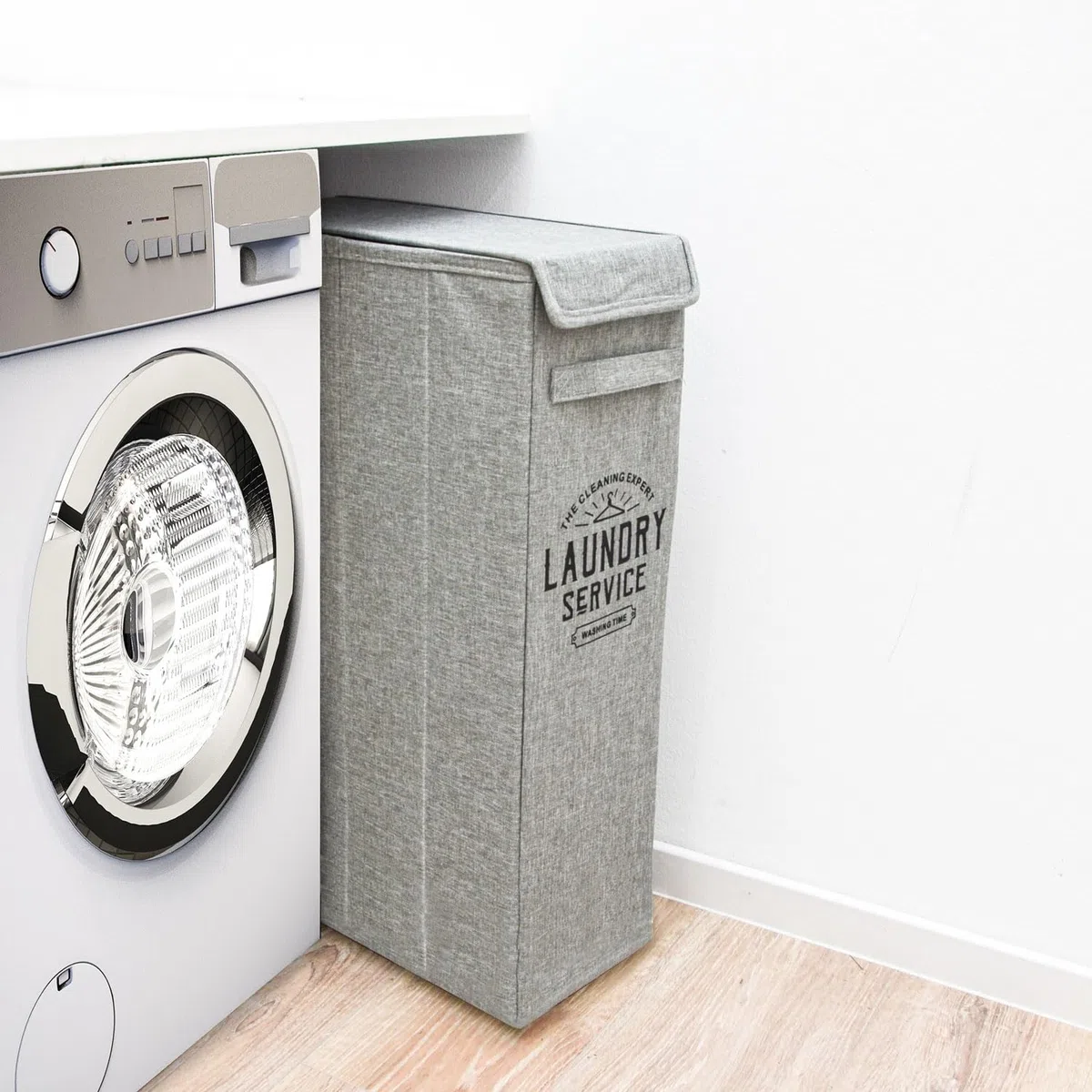 DuneDesign 20 cm Stretto: Cesta Portabiancheria con Coperchio - 20x40x60 Contenitore Alto e Stretto - 50L Cestino Portabiancheria Salvaspazio - Cesta Panni Sporchi - Porta Biancheria Sporca per Bagno