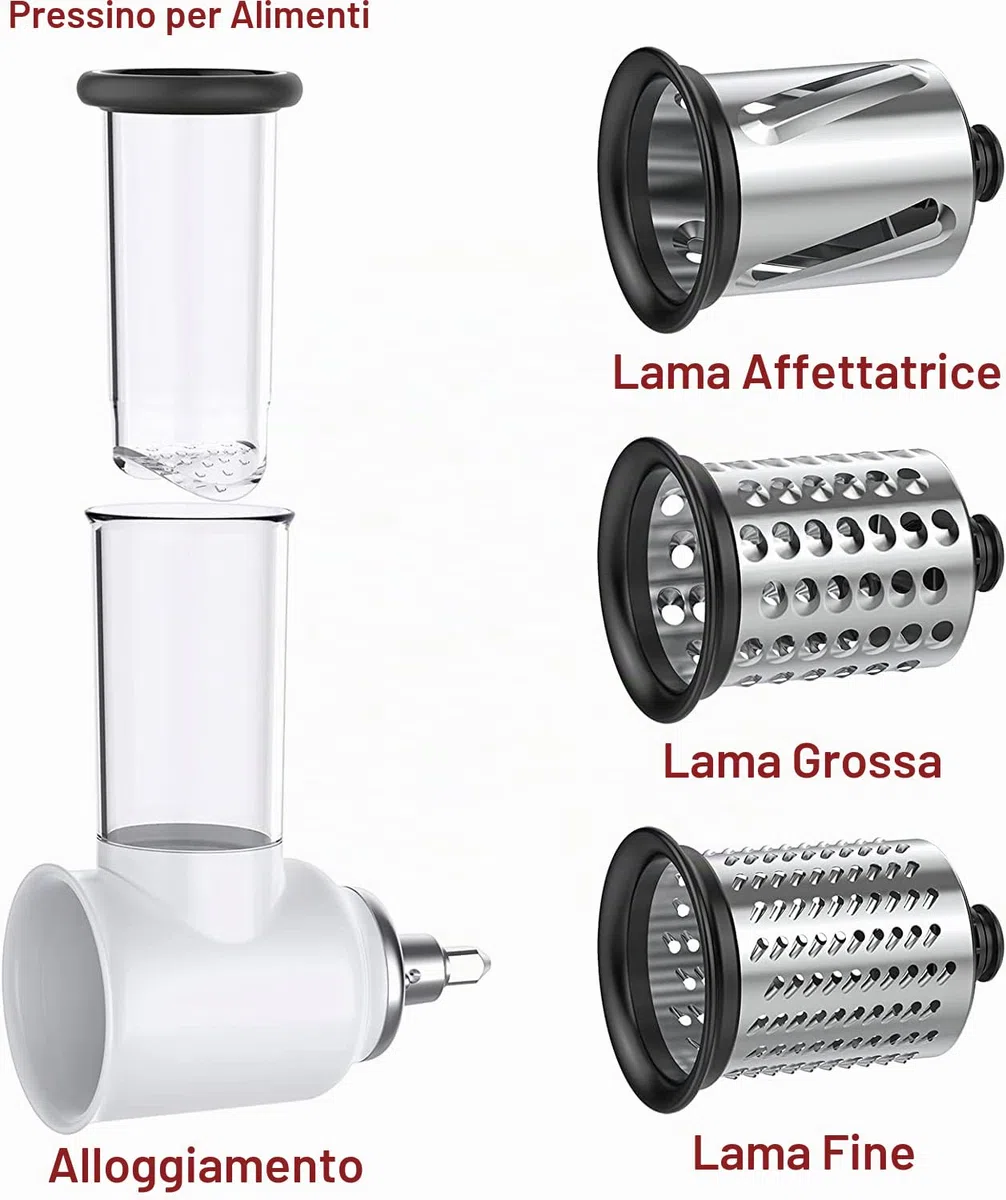 GVODE Accessorio Affettaverdure per Kitchen Aid, Accessorio Grattugia per KitchenAid, Accessorio Grattugia per Formaggio per KitchenAid