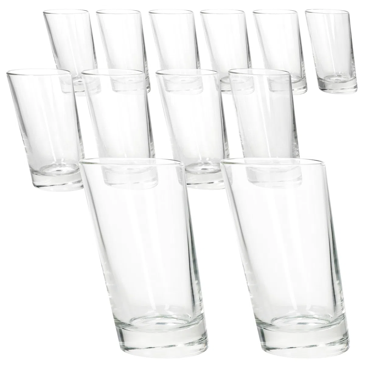 MamboCat Set di 12 bicchieri da long drink Pisa, 270 ml, 12 persone, bicchiere alto obliquo con fondo pesante per acqua, succhi di frutta, caffè, cocktail & Co.