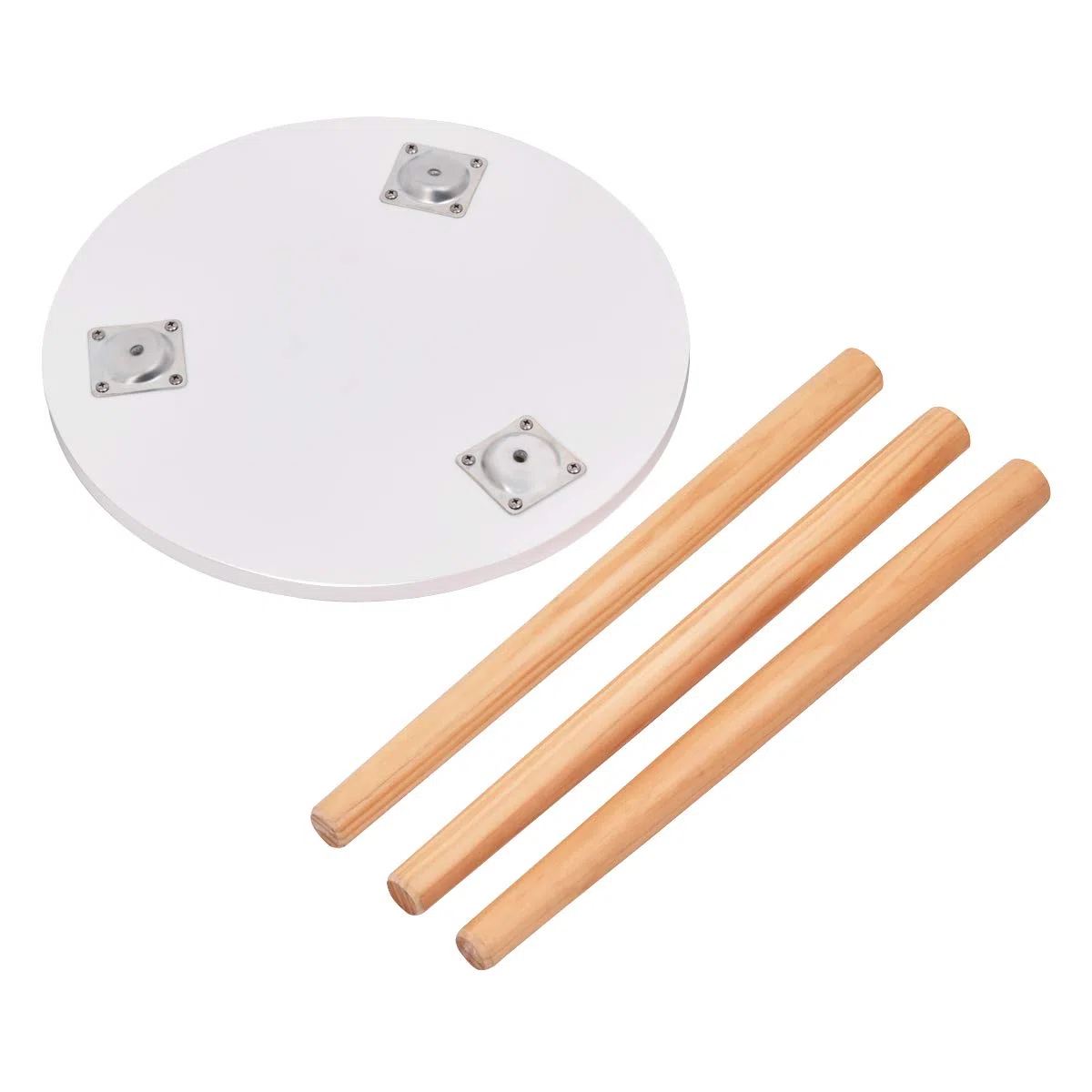 GIANTEX Tavolino da Caffè Rotondo, Tavolino da Soggiorno in Legno per Camera da Letto, Soggiorno, Balcone, Comodino con 3 Gambe in Pino, Bianco, 40x40x48cm