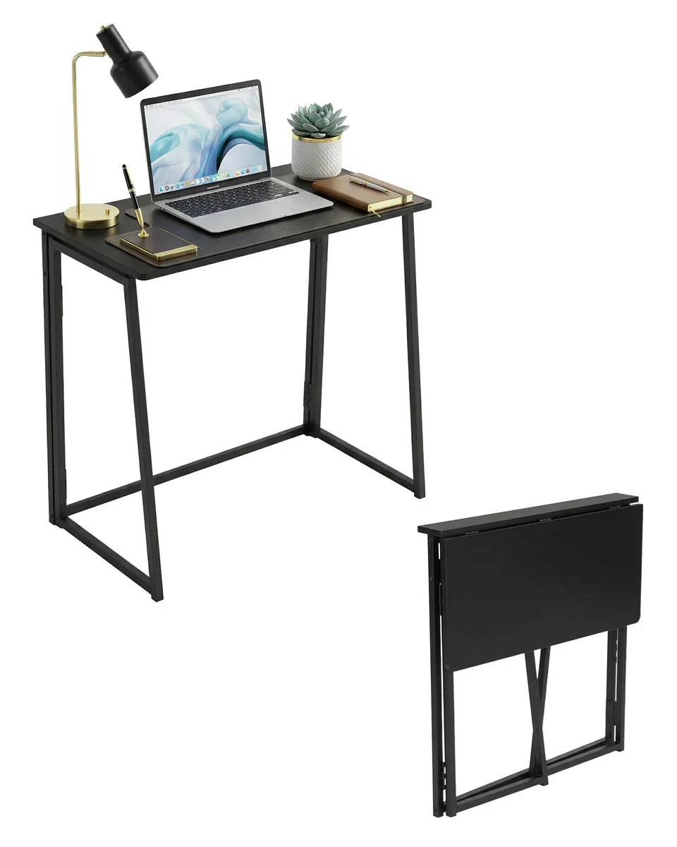 Tavolo per computer pieghevole, 80 x 40 x 74 cm, nero, piccolo tavolo in PC, pieghevole, salvaspazio, per ufficio, soggiorno, camera da letto