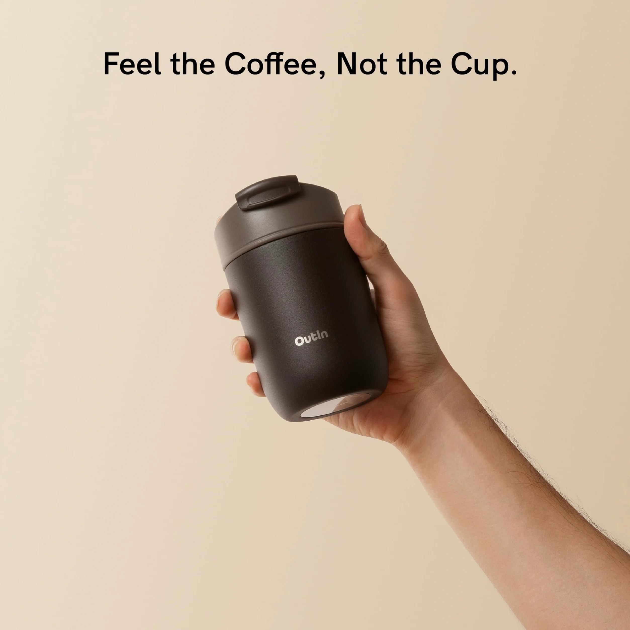 OutIn Tazza Termica Caffe con Isolamento Sottovuoto, Tazza Termica da Viaggio per Caffè Isolato per Esterni con Coperchio Flip a Prova di Perdite, Mug in Acciaio Inox da 11.8 fl oz (350ml)Calde&Fredde