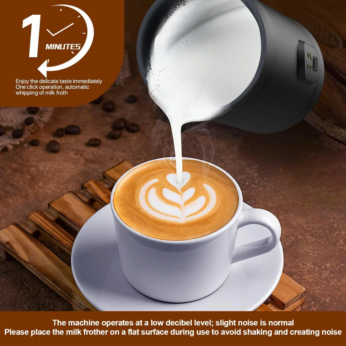 Vexloria Montalatte Elettrico 4 in 1, 580ML, Schiumalatte Caldo e Freddo Veloce, 2 Fruste, Rivestimento Antiaderente, Rivestimento Antiaderente per Cappuccino, Latte, Macchiato e Cioccolata Calda