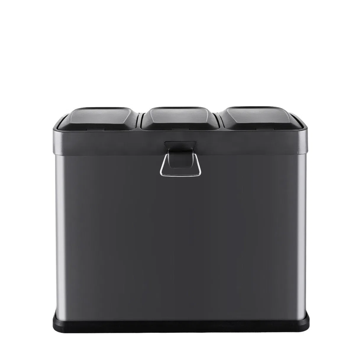 Klarstein Ökosystem - Pattumiera a Pedale, Cestino Per Raccolta Differenziata con 3 Secchi, 45 Litri di Volume, 3 Scomparti, Contrassegni Colorati, Acciao Inox, 45L (3 x 15 L), Nero
