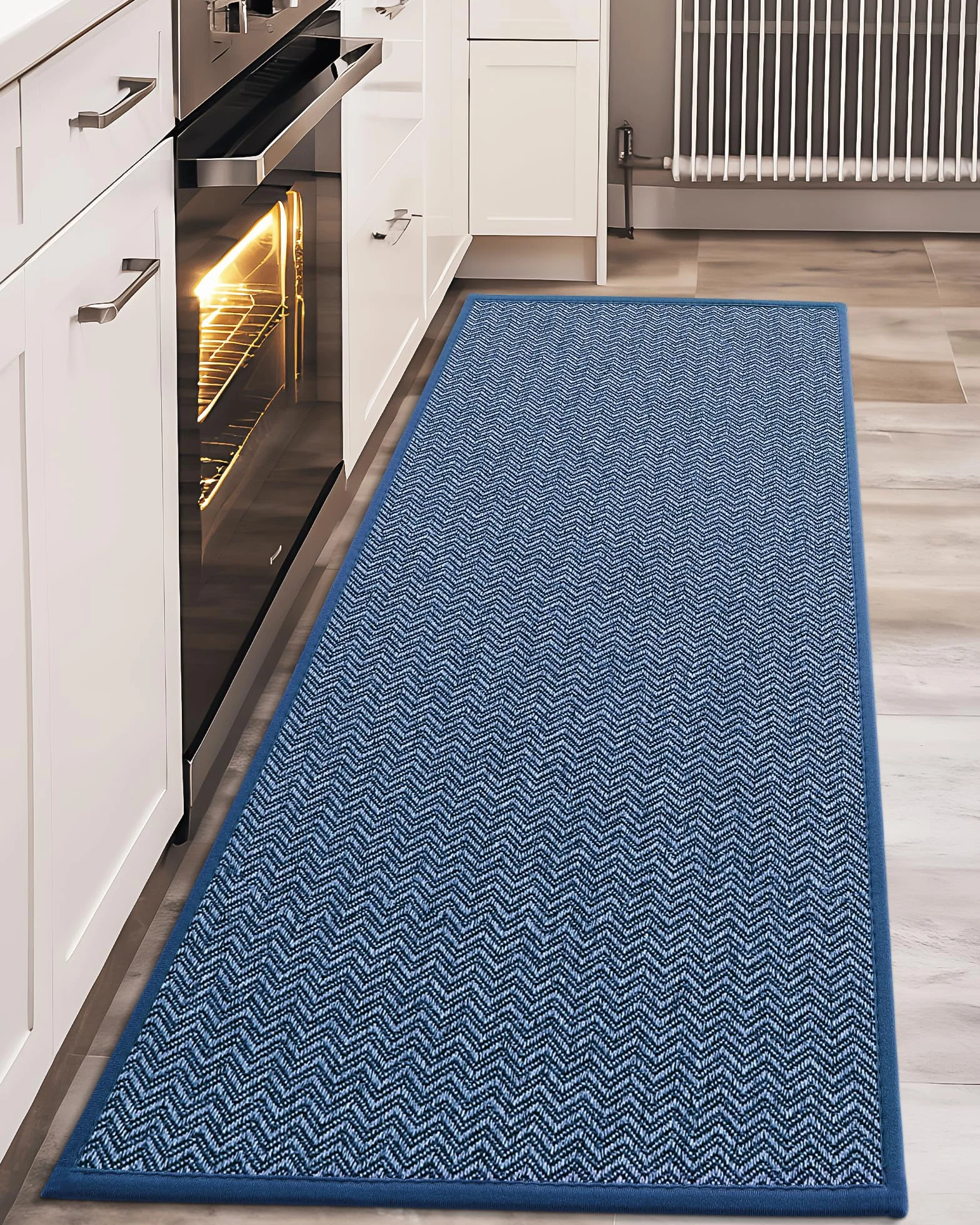 COLOR&GEOMETRY Tappeto Cucina Antiscivolo Lavabile, 43,5 x 200 cm Tappeto Lungo Passatoia Cucina Assorbente Resistente alle Macchie per Cucina, Sala da Pranzo, Lavanderia e Corridoio, Blu