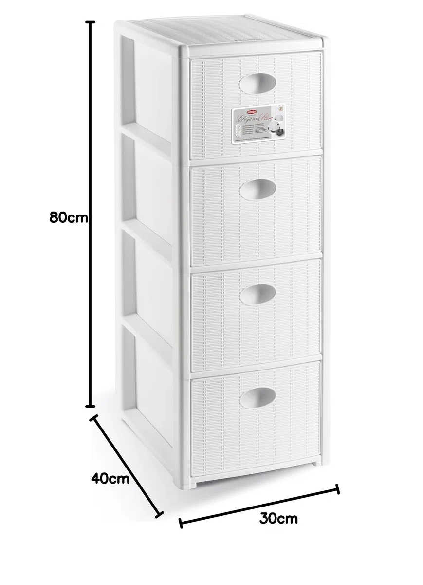 Stefanplast Cassettiera Salvaspazio, Bianco, Larghezza 30 x 40 profondità x 80 Altezza cm