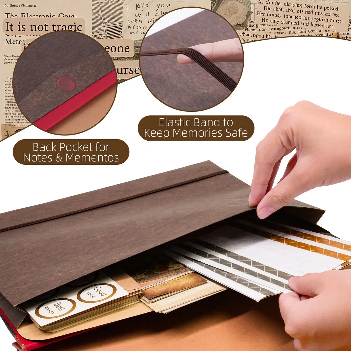 Kit per Album di Ritagli, 25,5 x 25,5 cm Fai da Te con Copertina Rigida in Carta Kraft con 40 Fogli e 80 Pagine, Regalo Creativo per Anniversario, Matrimonio, Compleanno, Viaggio