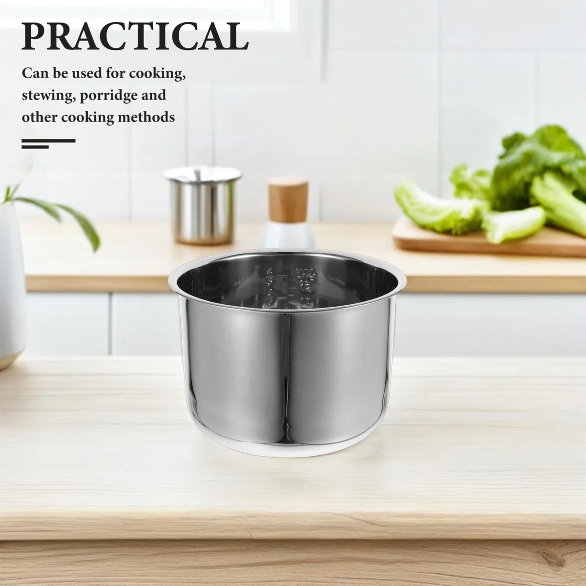 HEALLILY Pentola Interna da 6l per Cuociriso in Acciaio Inossidabile Distribuzione Uniforme del Calore Design Multifunzione, per Uso Familiare e Cottura del Porridge