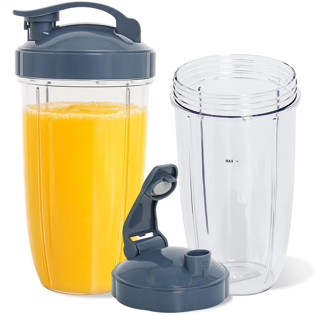 Poweka Pezzi di Ricambio Compatibile con Nutribullet 600 W / 900 W Mixer, 2 Tazze da 32oz con Coperchio Pieghevole Compatibili con Nutribullet Frullatore ad Alta Velocità