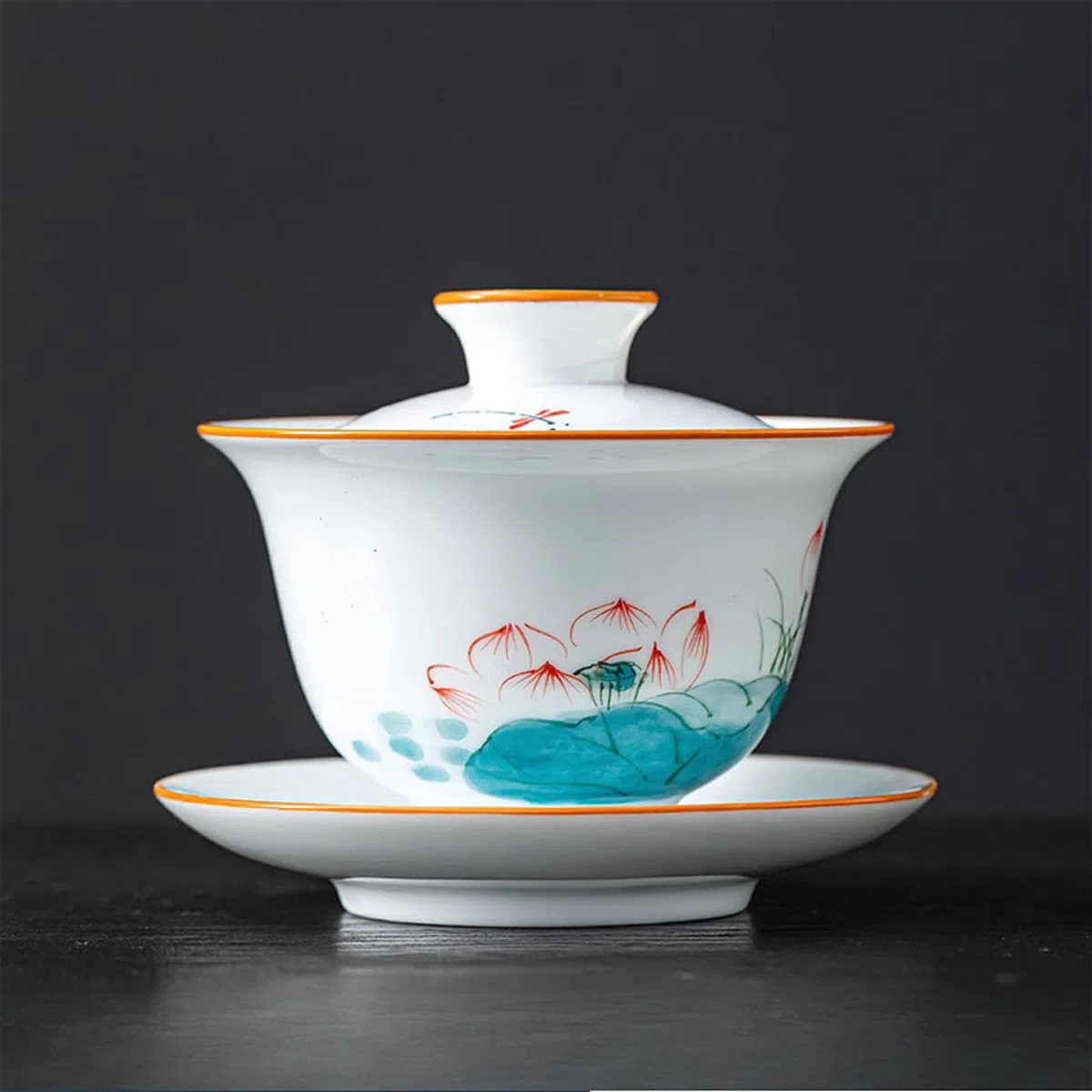 Porcellana bianca stile antico Gaiwan, 130ml 4oz, fatto a mano in stile cinese Kungfu Tea Set