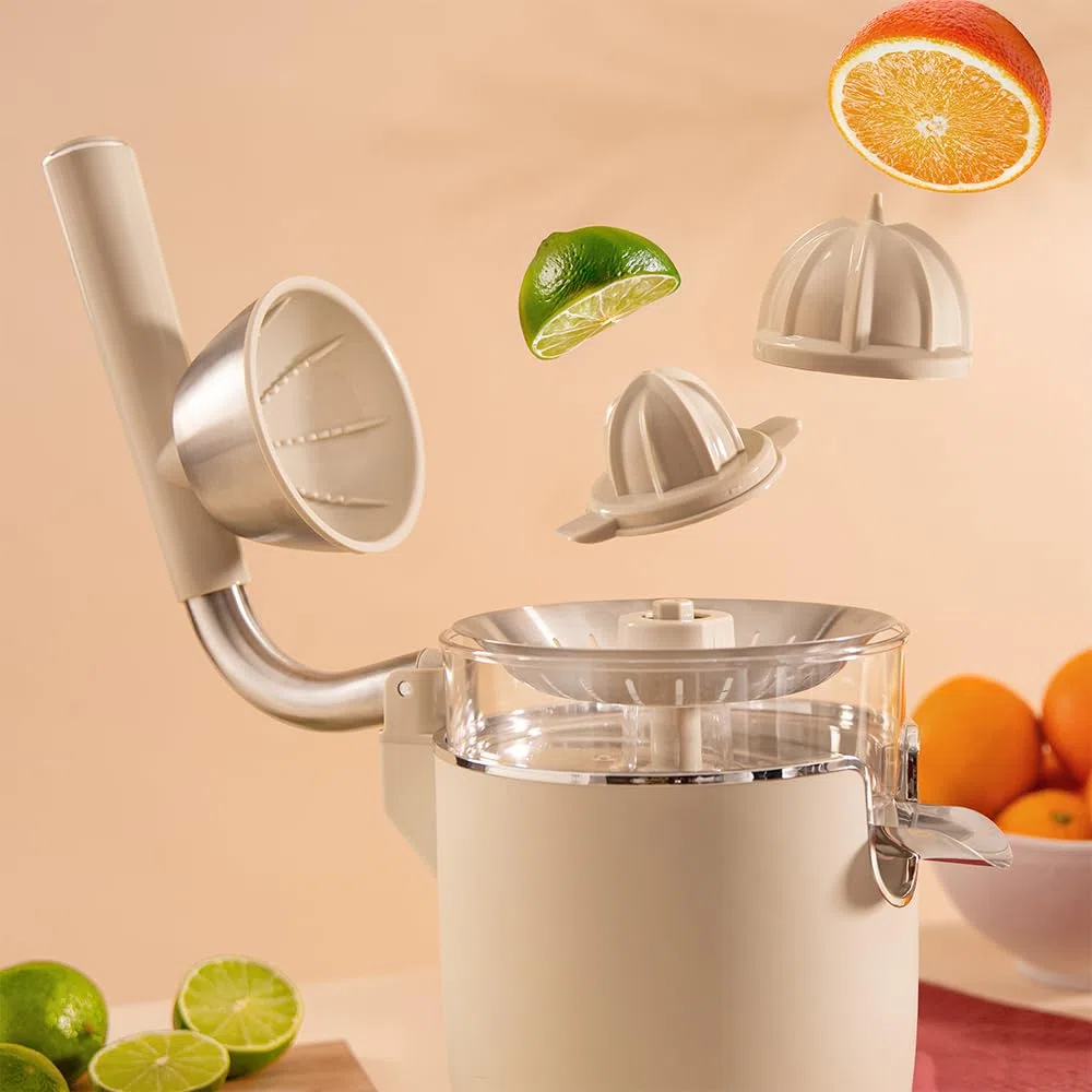 Cecotec Spremiagrumi Elettrico a Braccio Xqueeze RetroJuice 1000. 1000W, Filtro in Acciaio Inox, 2 Coni Rimovibili di Diverse Dimensioni, Leva e Sistema Antigoccia, Arance, Lavabile in Lavastoviglie