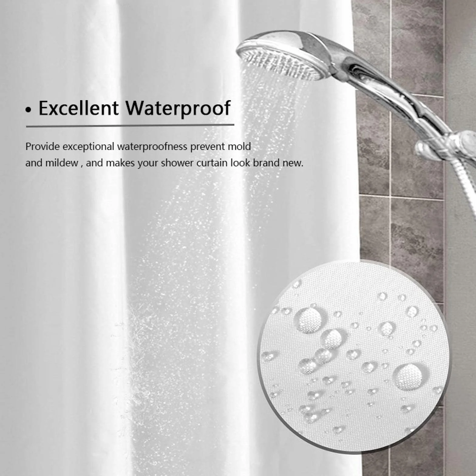 RIVINE Tenda da doccia spa in bianco e nero Set Stone Green Bambù viola Fiore di loto riflesso in acqua Bagno Vasca da bagno Home Decor W100xL160cm
