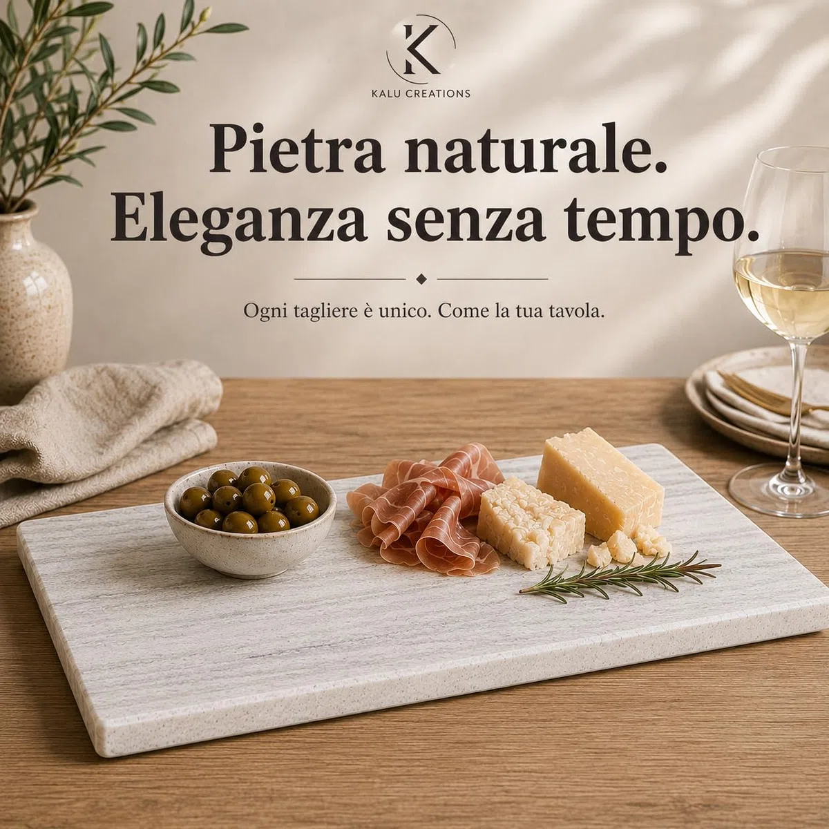 Tagliere in Marmo Kalu Creations 40 x 30 cm – Tagliere Marmo Cucina Artigianale Made in Italy, Lastra di Marmo per Aperitivo, Sushi, Formaggi e Salumi, Accessorio Design Tavola