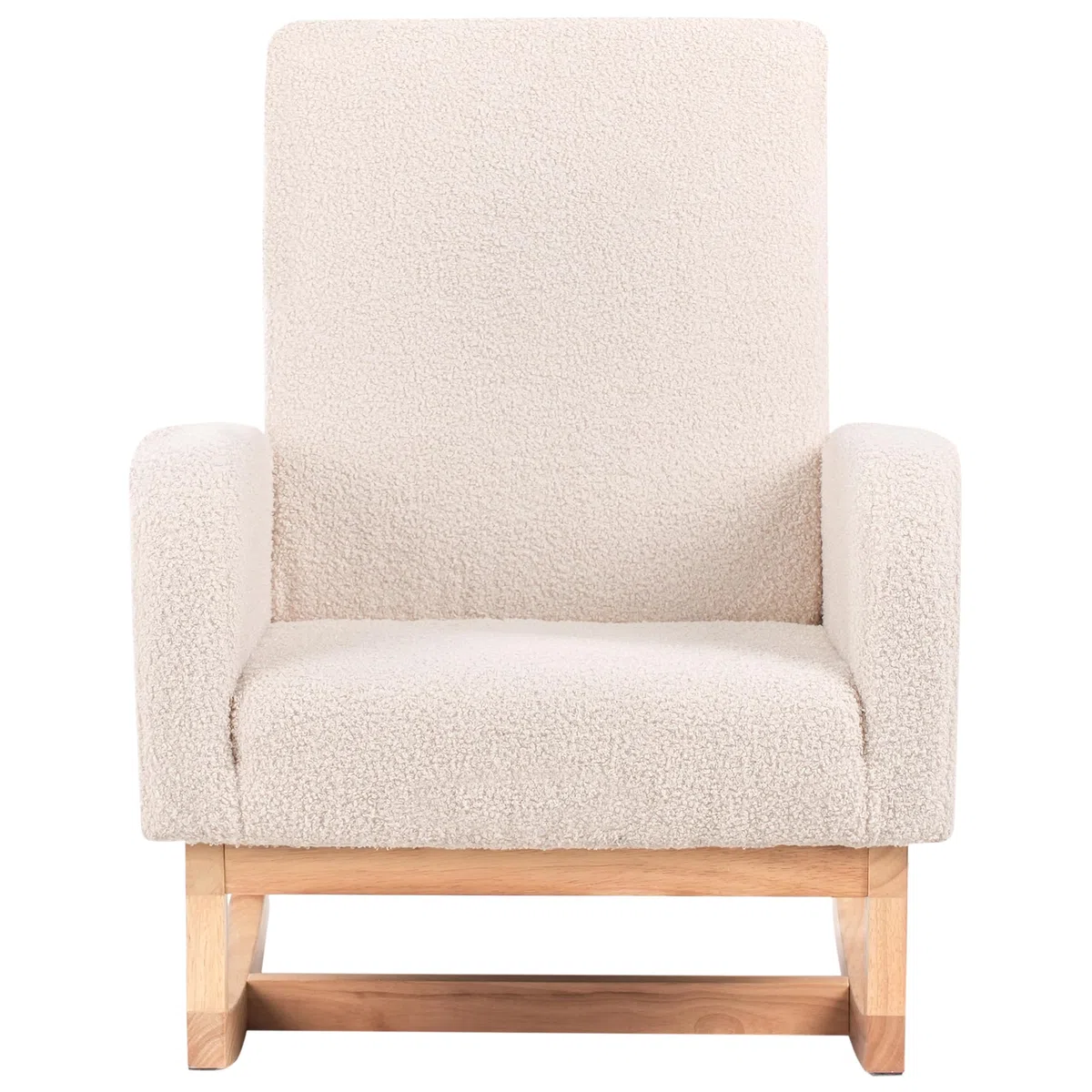 Sedia a dondolo per bambini Boucle in legno per bambini beige chiaro