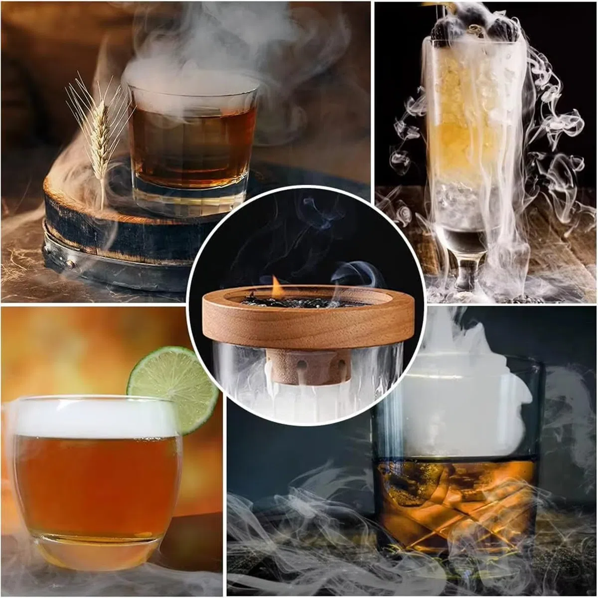 Affumicatore Whisky, Kit per Affumicatore per Cocktail con Torcia, Kit Affumicatores per Bevande con 4 Gusti di Trucioli di Legno, 4 Pietre per Whisky, Regalo per Padre, Marito e Amanti dei Cocktail