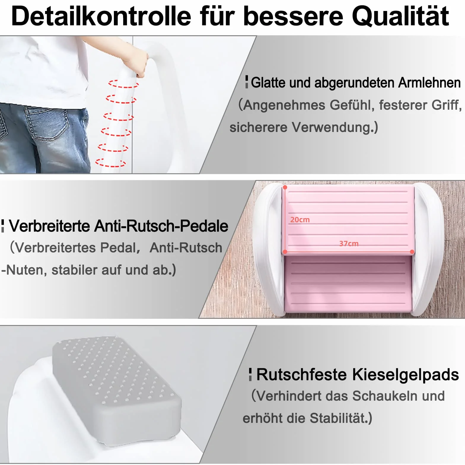 UISEBRT Sgabello a 2 Gradini per Bambinim, Scaletta Alzabimbo Antiscivolo, per la Cameretta dei Bambini il Bagno, la Camera da Letto, la Cucina (Rosa)