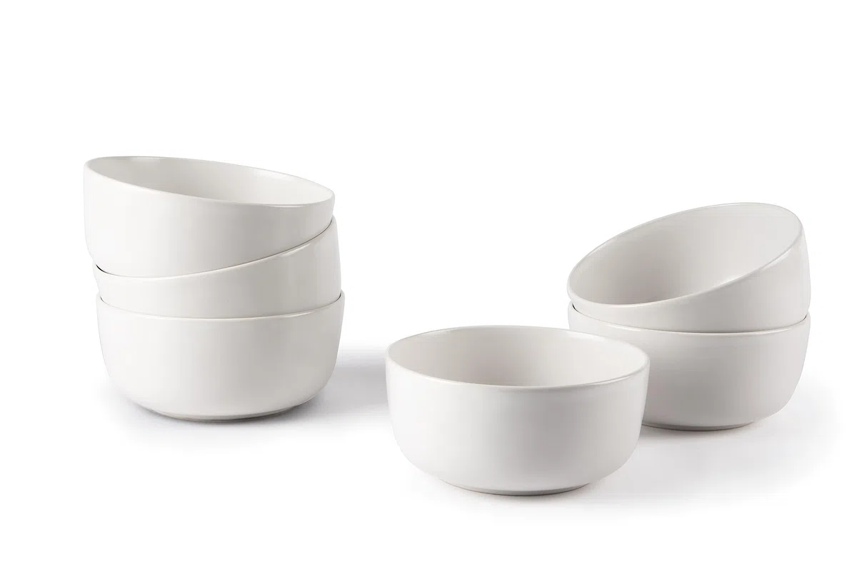Excelsa Nordic Set 6 Coppette, Ceramica, Bianco, Capacità 625 Ml., Effetto Matt