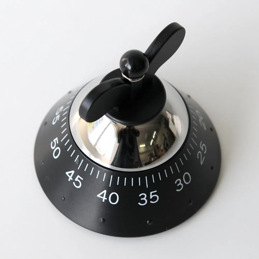 Alessi Kitchen Timer A09 B - Timer da Cucina di Design con Movimento Meccanico in Resina Termoplastica, Nero