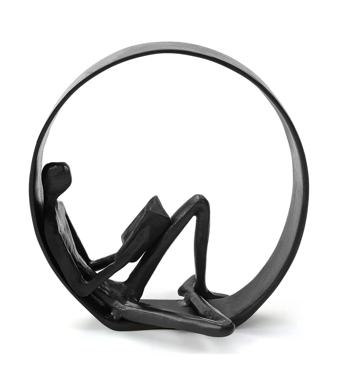 Statuette e statue di lettura, oggetti decorativi per librerie, scultura in metallo in ghisa, regalo per gli amanti dei libri, decorazione per scaffali di arte moderna, accessori per la