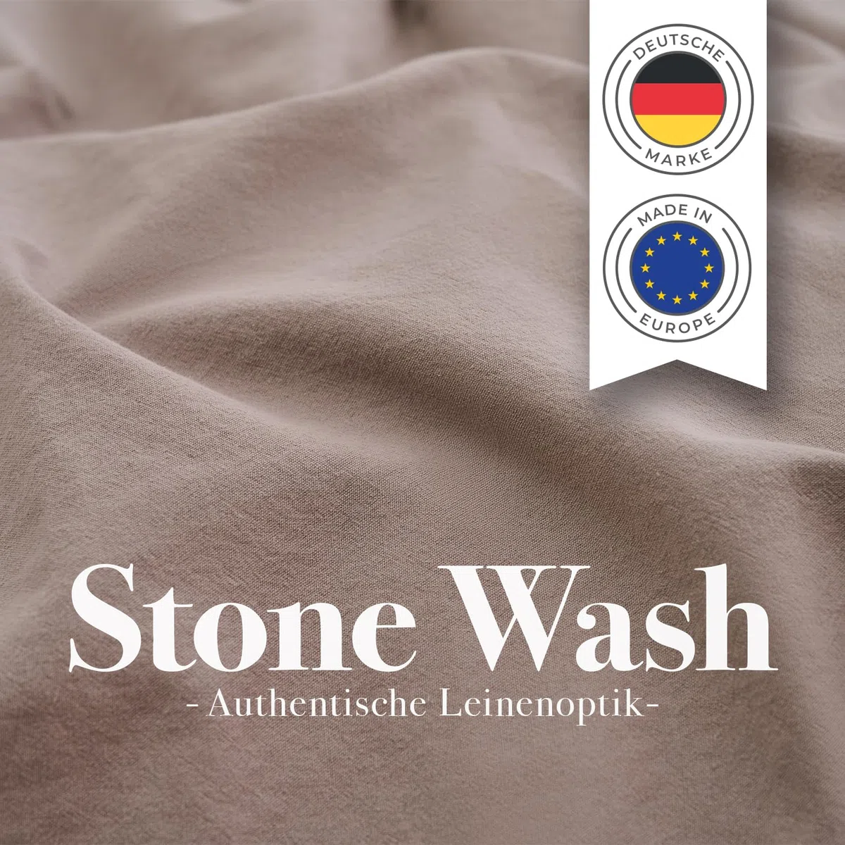 Blumtal Biancheria da Letto Stone Washed 135x200cm Lino e Cotone 40x80cm Alternativa Mussola Set Copripiumino 135x200 + 40x80 – Taupe