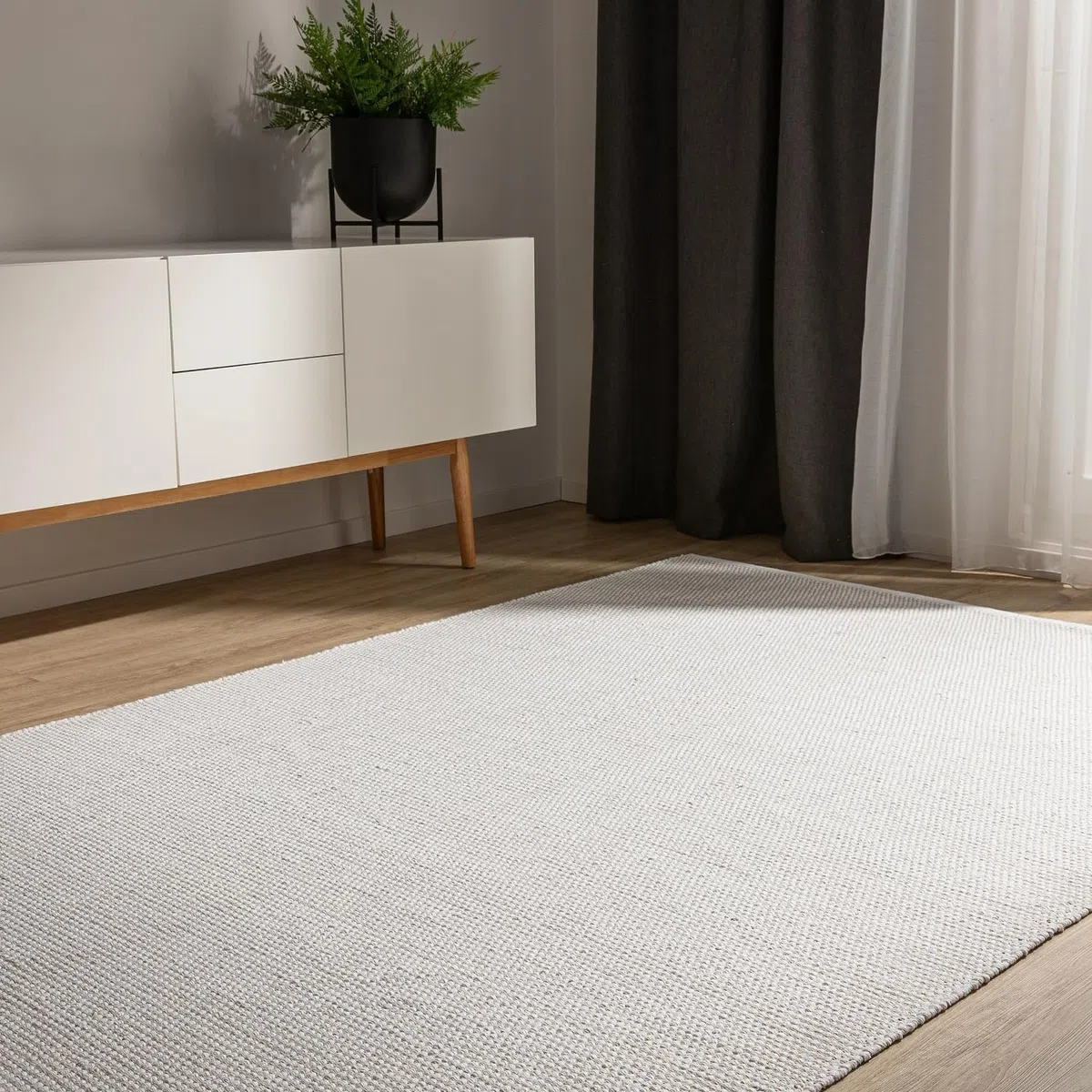 benuta Basic Tappeto cotone lavorato a mano Ron - Bianco 60x120 cm - 100% cotone - Design: Uni, Minimalista, Natural Living - Facile cura per salotto e stanza