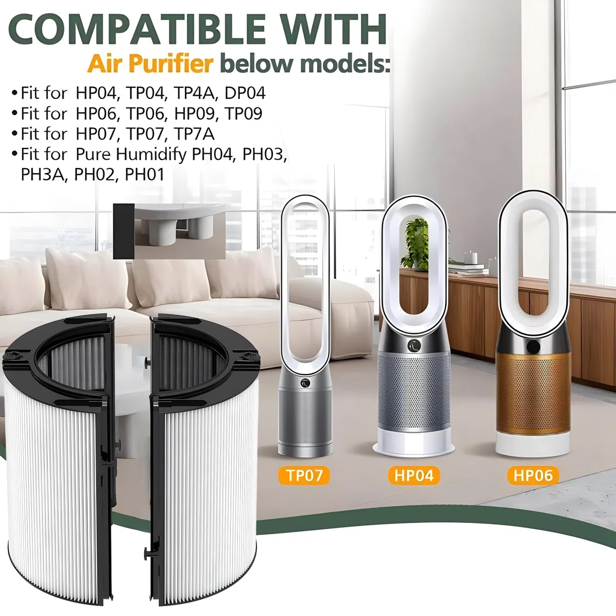 Filtro HEPA e carbone attivo di ricambio 2 in 1 per Dyson TP07 TP06 HP06 PH02 PH01 PH03 PH04 HP09 TP09 HP07 HP10 TP10 purificatore d'aria H13 NanoProtect