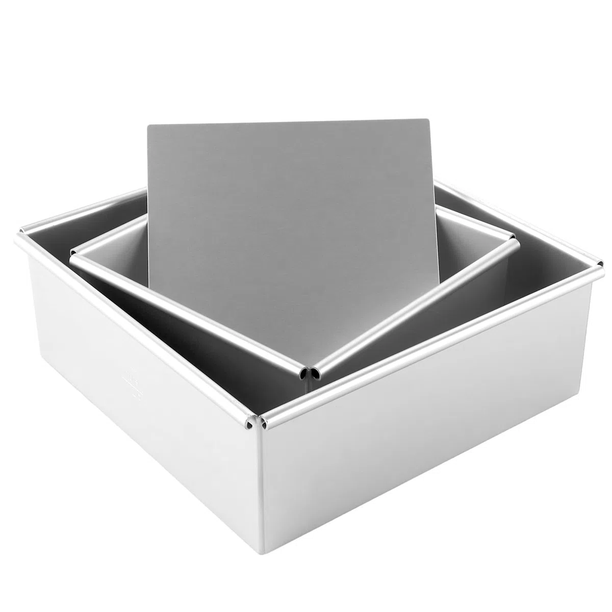 2 stampi per torte rettangolari, set da 2 pezzi (8 pollici amd 6 pollici), rettangolari, con fondo rimovibile, in argento, forma quadrata rettangolare, per cuocere, torte a strati, decorazione