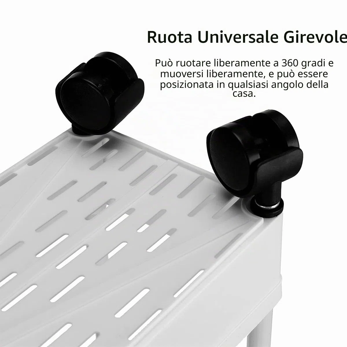 Elegante Carrello Arrotolabile a 4 Livelli, Multifunzione per Cucina, Organizer per Conservazione, Armadietto Sottile per Bagno, Lavanderia e Soggiorno