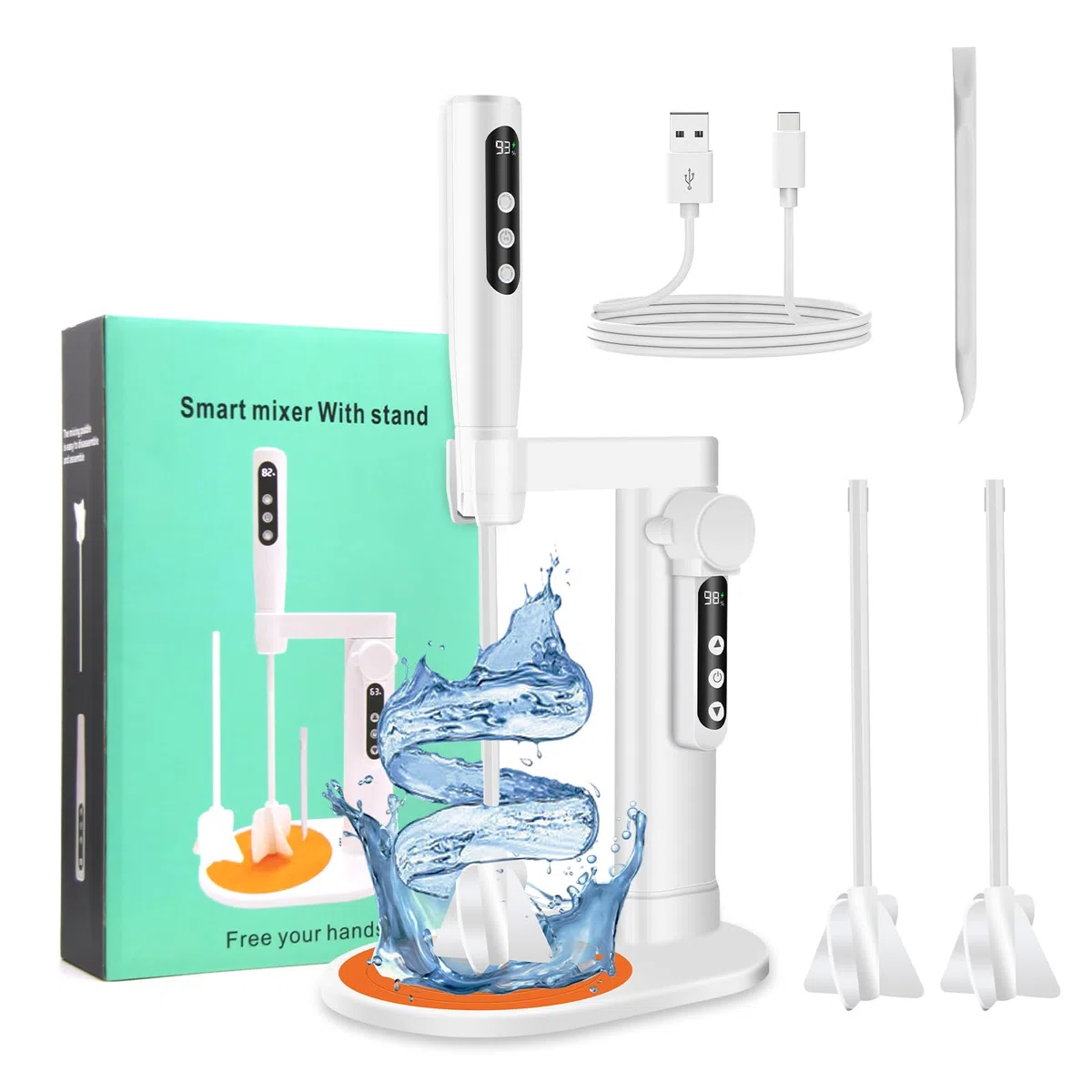 Miscelatore Resina Agitatore Elettrico per Resina con Supporto e 2 Pallet di agitazione 5 Velocità Altezza Regolabile Schermo LCD per Resina e Silicone