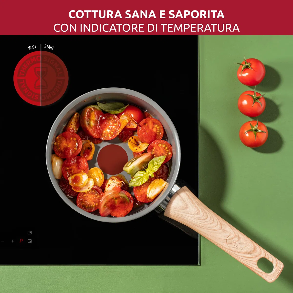 Lagostina Vivissima, Casseruola Antiaderente 18 cm con Manico Lungo, Rivestimento in Ceramica, Riscaldamento Rapido e Cottura Uniforme, Adatta a Tutte le Fonti di Calore Inclusa Induzione