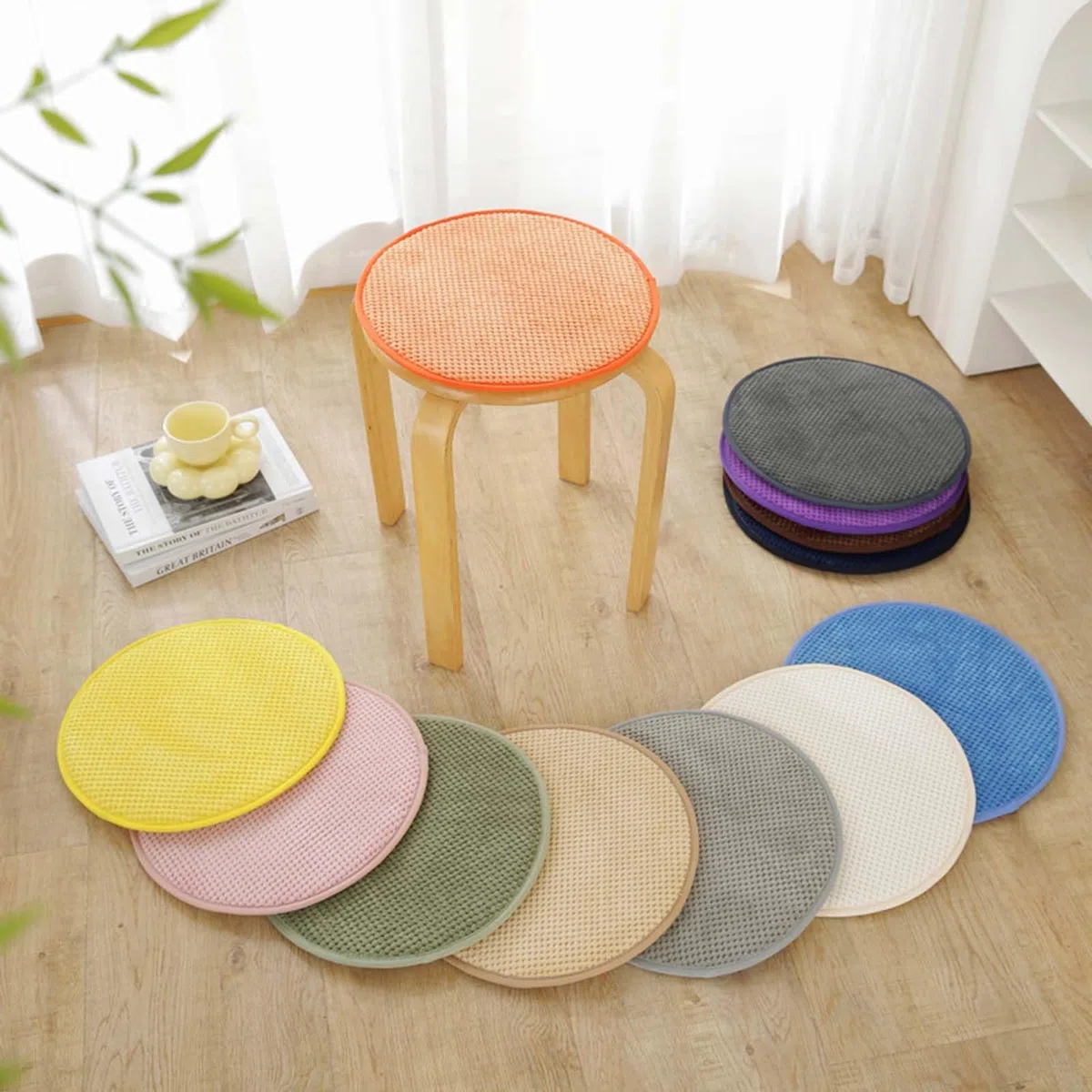 Cuscini rotondi per sedie 30/35/40/45/50 cm, cuscino per sedie da giardino, per sala da pranzo e giardino, per cucina e casa(Color 2,Diameter 40cm)