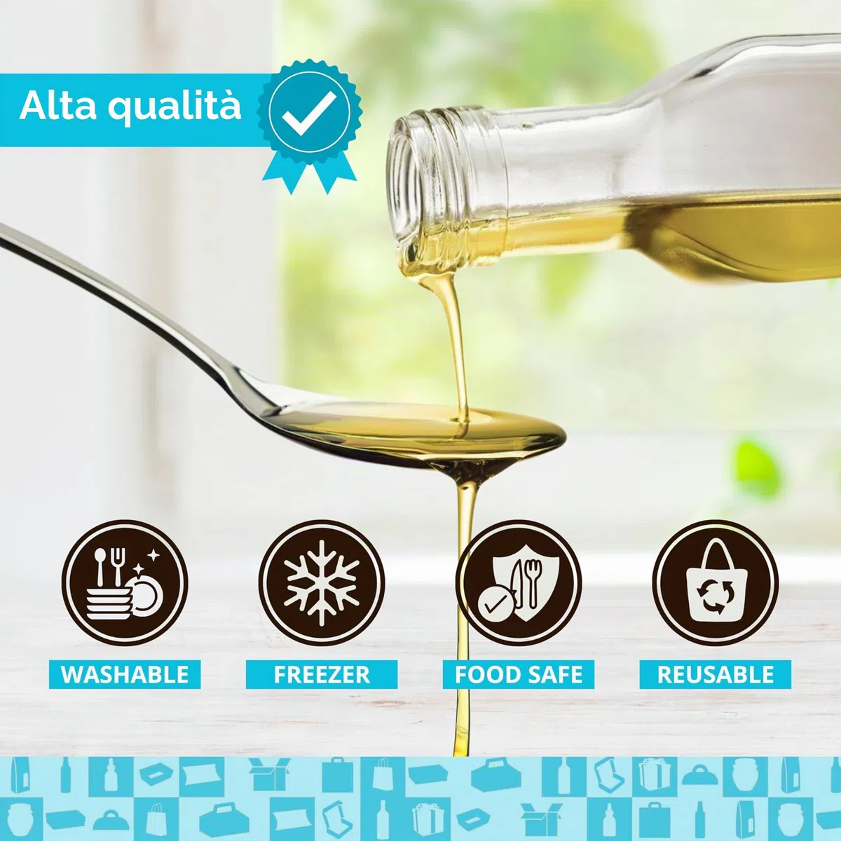 Espirito Rebelde 20 bottiglie di vetro, 250 ml, con tappo a vite dorato con beccuccio | Olio d'oliva, aceto, alcol, salse | Bottiglia per olio in vetro
