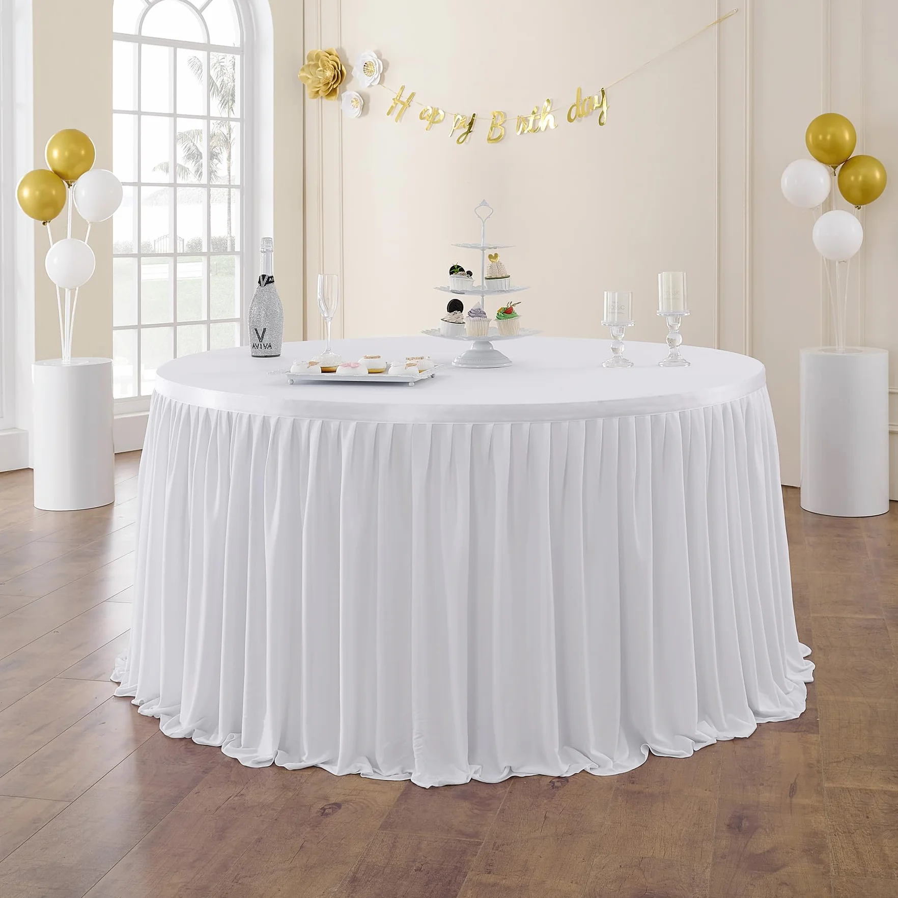 NSSONBEN Bianco Tutu Gonna da Tavolo Bianco Tulle Gonne da Tavolo per Feste Matrimoni Festa di Compleanno Bambino Doccia Decorazione 2Yard/6ft/L183cm*H77cm