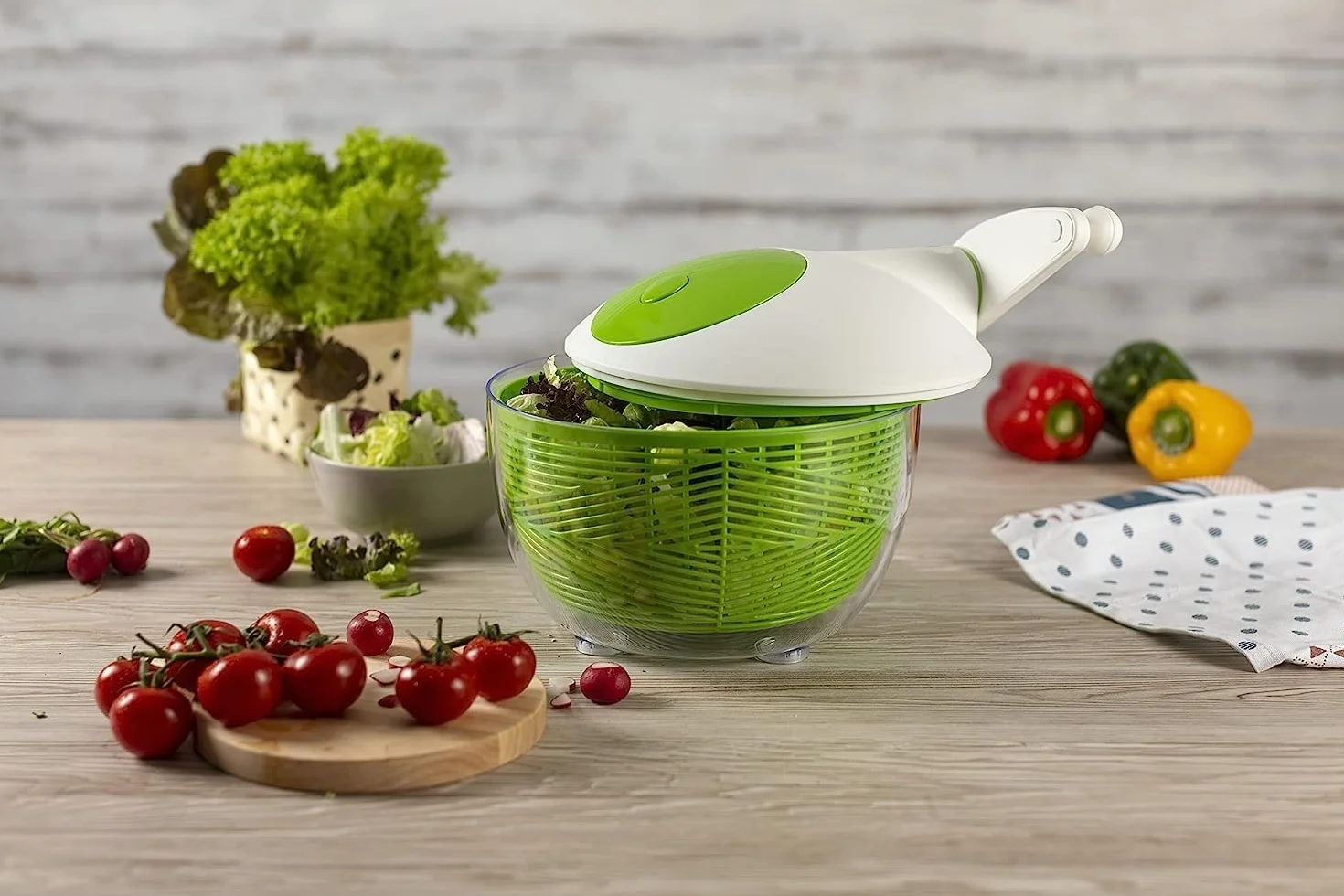 Ibili 783626, Centrifuga per insalata, 26 cm, Verde, Bianco