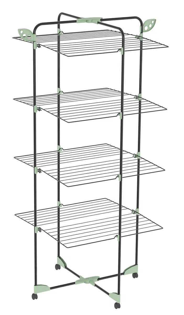 Colombo Stendibiancheria Verticale Alpina 40 | Stendino Verticale Pieghevole Salvaspazio in Acciaio Antiruggine con Ruote Antigraffio e Portagrucce | Stenditura 40m | Made in Italy