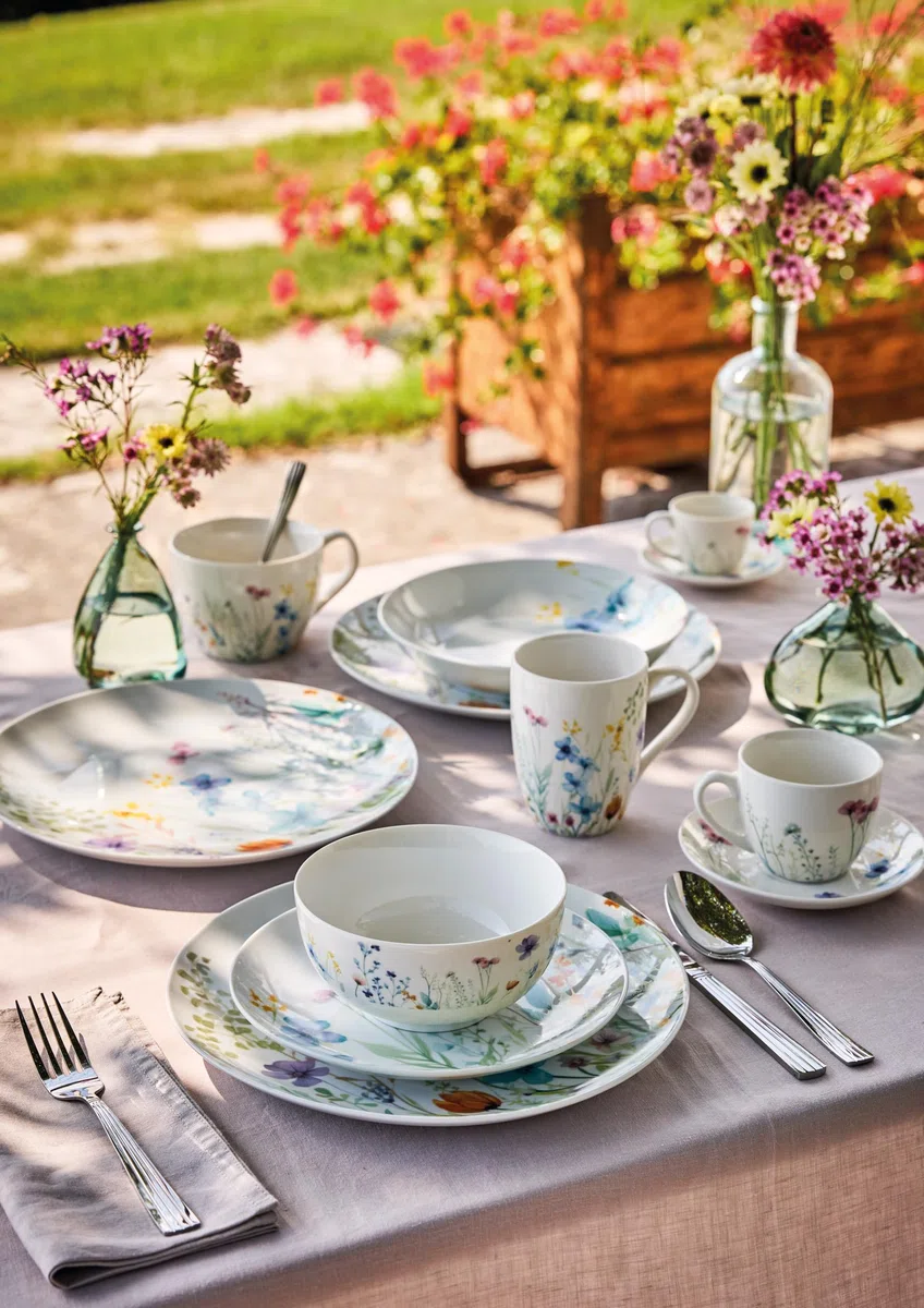 Tognana Florenne, confezione 6 tazze caffè con piatto, New Bone China, multicolor