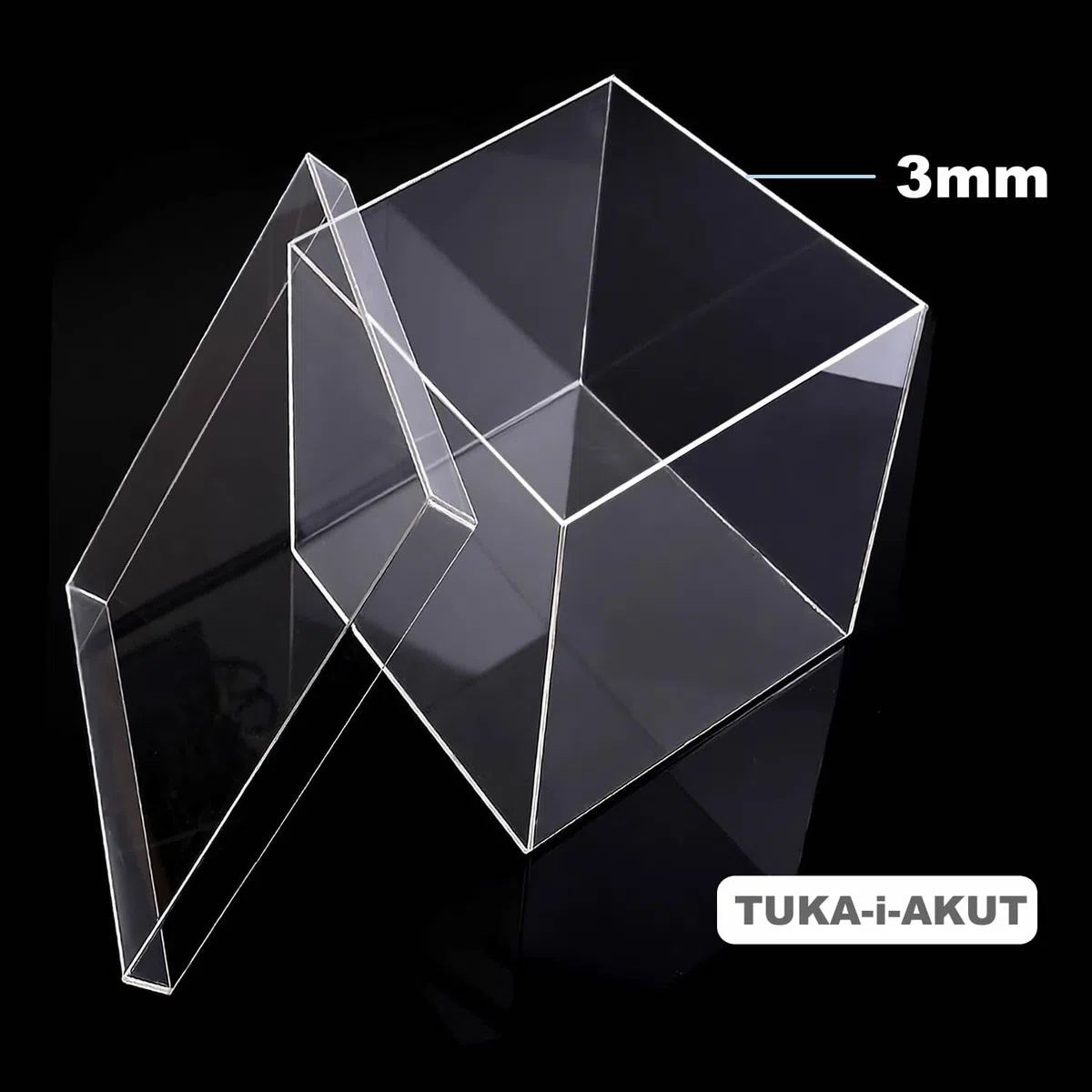TUKA-i-AKUT 20x20x20cm Acrylbox 5-Seitig mit Deckel, Würfelform Acryl Schaukasten Transparente Geschenkbox, Präsentationsbox Vitrine für Museum Sammler Schmuck Kosmetik Deko Aufbewahrung, TKD8254