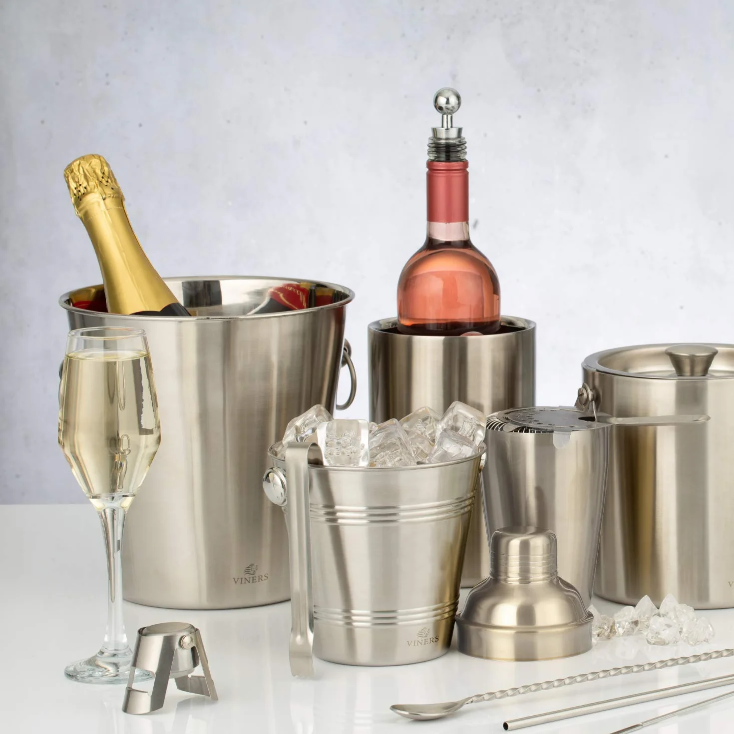 Rayware 0302.215 Viners Barware - Secchio per champagne, in acciaio inox, 4 l, colore: Argento