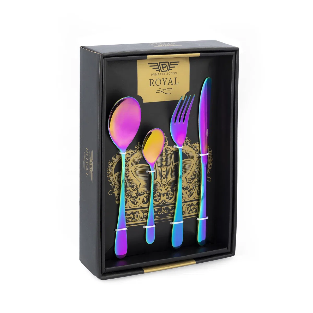 Prima Collection, Set da 24 Posate Serie Dream Rainbow, Acciaio Inox, Colore: Arcobaleno, con Scatola Regalo (6 persone)