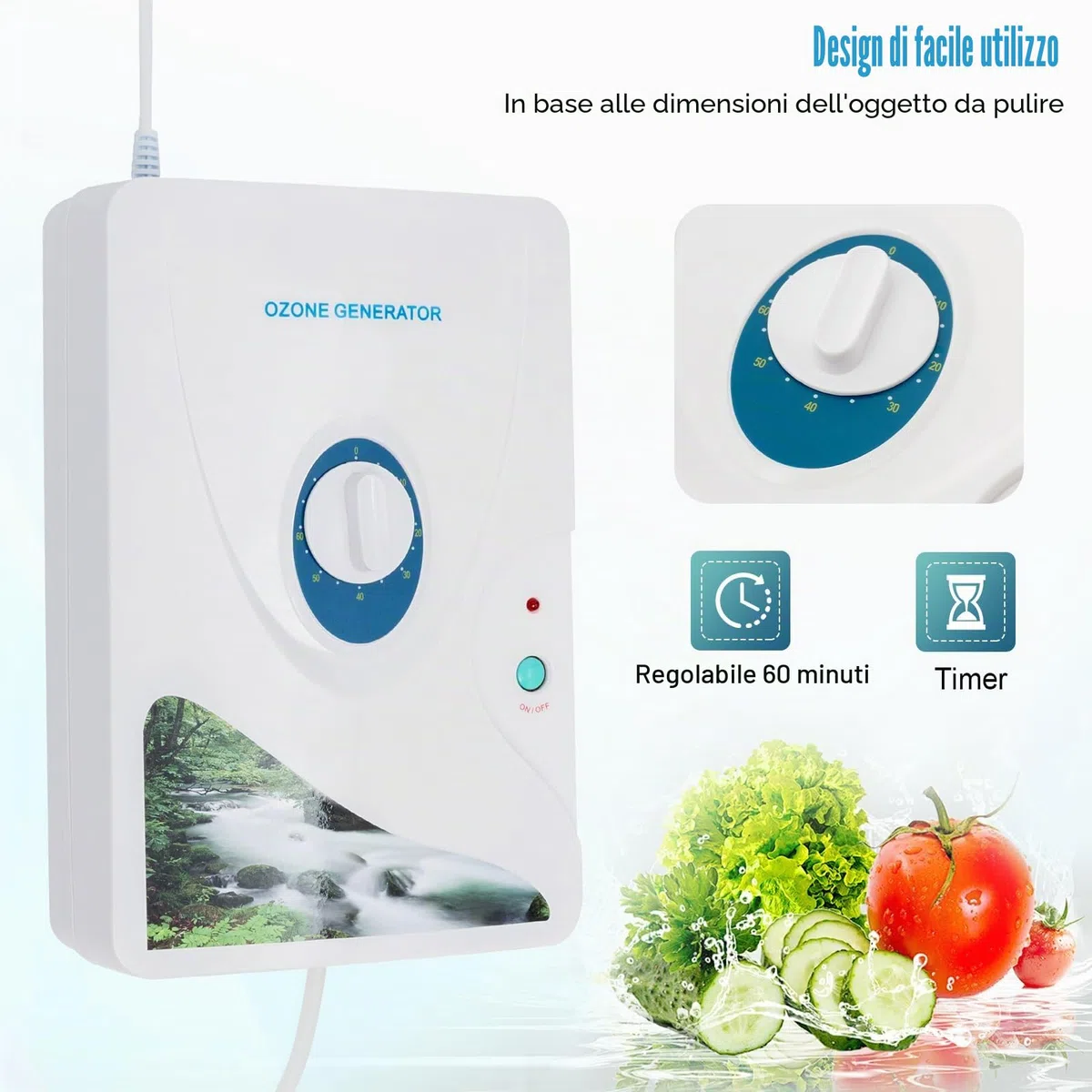Generatore di ozono, 600 mg/h, 220 V, purificatore d'aria e sterilizzatore dell'acqua per purificare le impurità nell'acqua ed eliminare gli odori