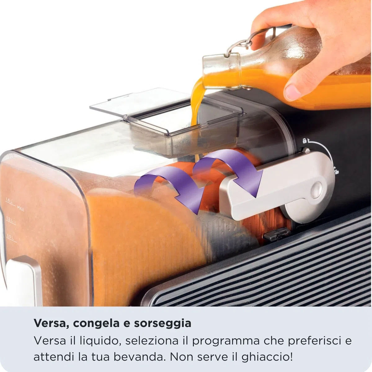 Ariete 655/00 MySlush & IceCream, Macchina per granite, gelati e frozen drink, Serbatoio 2,6L, 30-60 minuti di preparazione, 6 programmi automatici, Senza ghiaccio